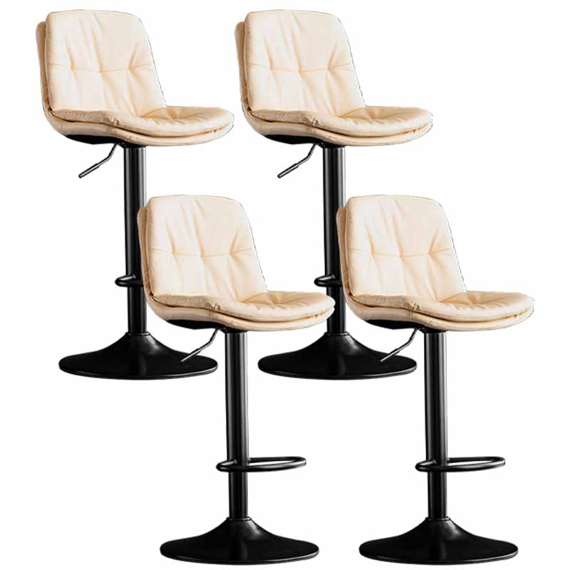 Nordic Metal Adjustable Swivel Barstool Indoor Tall Stool with Leather Seat Off-White Black 4 Piece Set Clearhalo 'Bar Furniture' 'Bar Stools' 'bar_stools' 'furn' 'furn_bar_stools' 'furniture_bar_stools' 'Kitchen & Dining Furniture' 'kitchen&dining_furn' 'kitchen' 'kitchen_furn' Furniture' 4416119