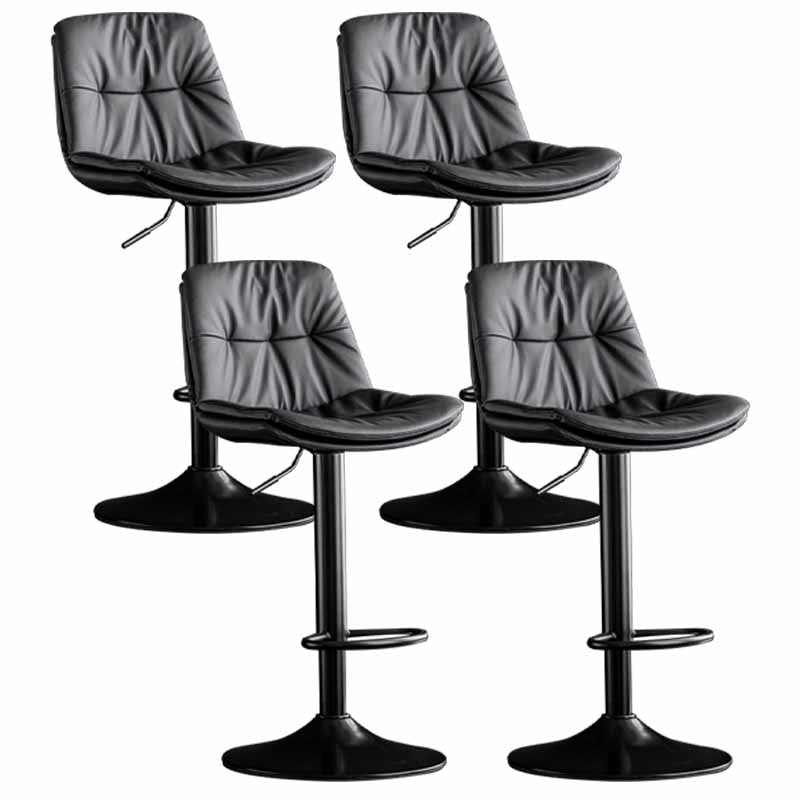 Nordic Metal Adjustable Swivel Barstool Indoor Tall Stool with Leather Seat Dark Gray Black 4 Piece Set Clearhalo 'Bar Furniture' 'Bar Stools' 'bar_stools' 'furn' 'furn_bar_stools' 'furniture_bar_stools' 'Kitchen & Dining Furniture' 'kitchen&dining_furn' 'kitchen' 'kitchen_furn' Furniture' 4416120