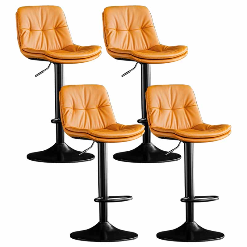 Nordic Metal Adjustable Swivel Barstool Indoor Tall Stool with Leather Seat Orange Black 4 Piece Set Clearhalo 'Bar Furniture' 'Bar Stools' 'bar_stools' 'furn' 'furn_bar_stools' 'furniture_bar_stools' 'Kitchen & Dining Furniture' 'kitchen&dining_furn' 'kitchen' 'kitchen_furn' Furniture' 4416122