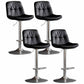 Nordic Metal Adjustable Swivel Barstool Indoor Tall Stool with Leather Seat Black Silver 4 Piece Set Clearhalo 'Bar Furniture' 'Bar Stools' 'bar_stools' 'furn' 'furn_bar_stools' 'furniture_bar_stools' 'Kitchen & Dining Furniture' 'kitchen&dining_furn' 'kitchen' 'kitchen_furn' Furniture' 4416123