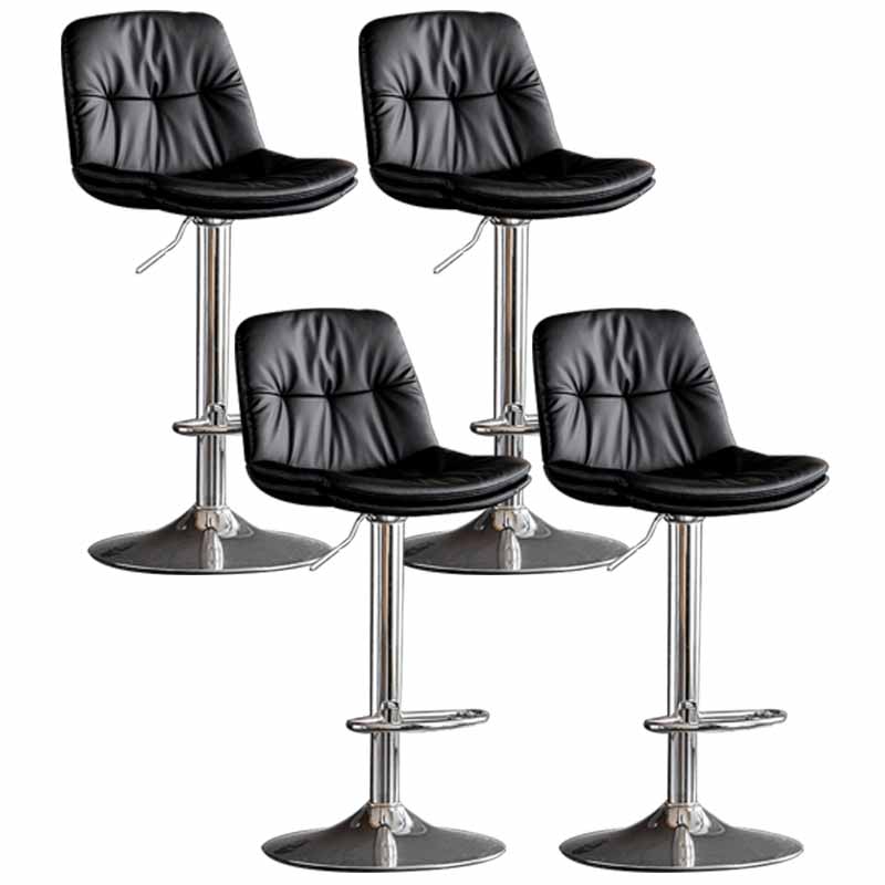 Nordic Metal Adjustable Swivel Barstool Indoor Tall Stool with Leather Seat Black Silver 4 Piece Set Clearhalo 'Bar Furniture' 'Bar Stools' 'bar_stools' 'furn' 'furn_bar_stools' 'furniture_bar_stools' 'Kitchen & Dining Furniture' 'kitchen&dining_furn' 'kitchen' 'kitchen_furn' Furniture' 4416123