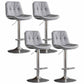 Nordic Metal Adjustable Swivel Barstool Indoor Tall Stool with Leather Seat Smoke Gray Silver 4 Piece Set Clearhalo 'Bar Furniture' 'Bar Stools' 'bar_stools' 'furn' 'furn_bar_stools' 'furniture_bar_stools' 'Kitchen & Dining Furniture' 'kitchen&dining_furn' 'kitchen' 'kitchen_furn' Furniture' 4416124