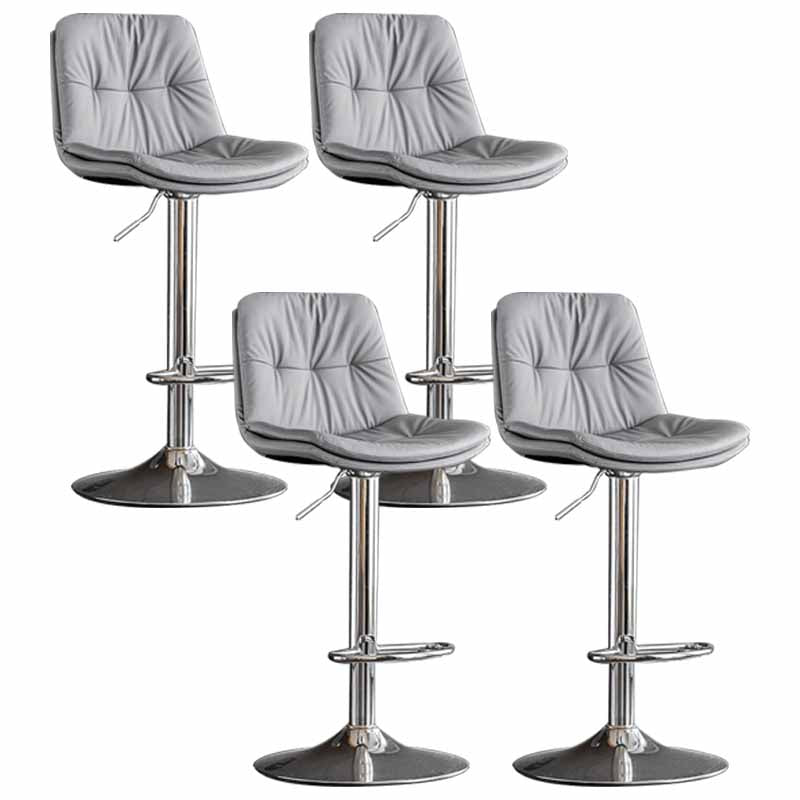 Nordic Metal Adjustable Swivel Barstool Indoor Tall Stool with Leather Seat Smoke Gray Silver 4 Piece Set Clearhalo 'Bar Furniture' 'Bar Stools' 'bar_stools' 'furn' 'furn_bar_stools' 'furniture_bar_stools' 'Kitchen & Dining Furniture' 'kitchen&dining_furn' 'kitchen' 'kitchen_furn' Furniture' 4416124