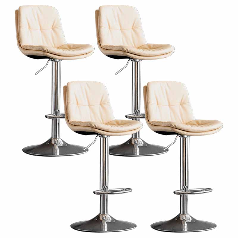 Nordic Metal Adjustable Swivel Barstool Indoor Tall Stool with Leather Seat Off-White Silver 4 Piece Set Clearhalo 'Bar Furniture' 'Bar Stools' 'bar_stools' 'furn' 'furn_bar_stools' 'furniture_bar_stools' 'Kitchen & Dining Furniture' 'kitchen&dining_furn' 'kitchen' 'kitchen_furn' Furniture' 4416125