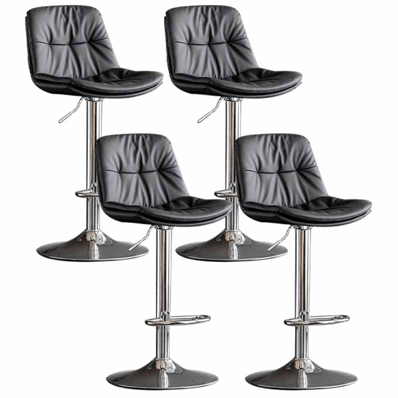 Nordic Metal Adjustable Swivel Barstool Indoor Tall Stool with Leather Seat Dark Gray Silver 4 Piece Set Clearhalo 'Bar Furniture' 'Bar Stools' 'bar_stools' 'furn' 'furn_bar_stools' 'furniture_bar_stools' 'Kitchen & Dining Furniture' 'kitchen&dining_furn' 'kitchen' 'kitchen_furn' Furniture' 4416126