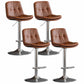 Nordic Metal Adjustable Swivel Barstool Indoor Tall Stool with Leather Seat Brown Silver 4 Piece Set Clearhalo 'Bar Furniture' 'Bar Stools' 'bar_stools' 'furn' 'furn_bar_stools' 'furniture_bar_stools' 'Kitchen & Dining Furniture' 'kitchen&dining_furn' 'kitchen' 'kitchen_furn' Furniture' 4416127