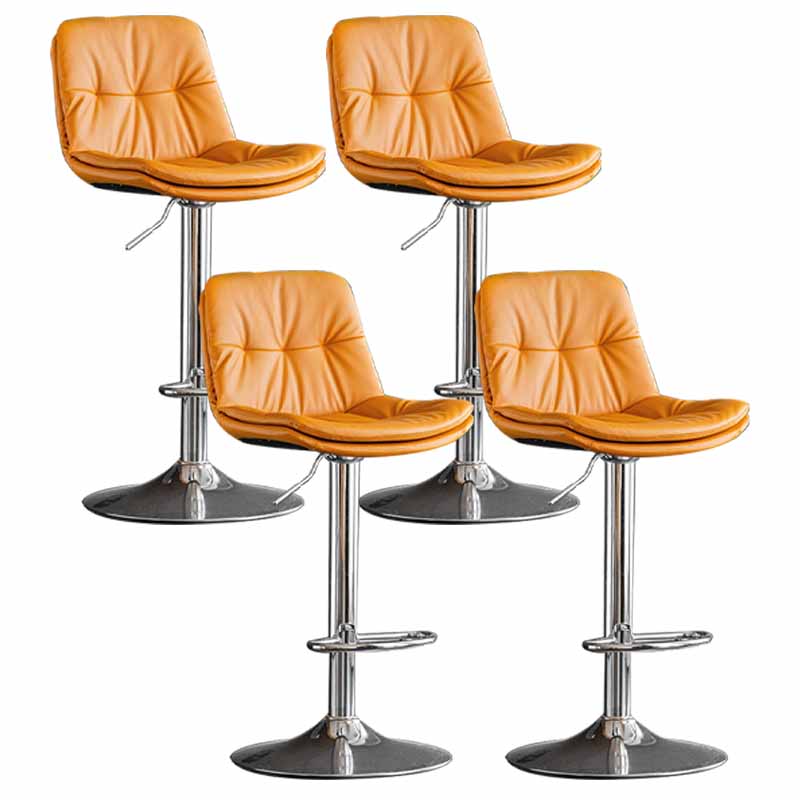 Nordic Metal Adjustable Swivel Barstool Indoor Tall Stool with Leather Seat Orange Silver 4 Piece Set Clearhalo 'Bar Furniture' 'Bar Stools' 'bar_stools' 'furn' 'furn_bar_stools' 'furniture_bar_stools' 'Kitchen & Dining Furniture' 'kitchen&dining_furn' 'kitchen' 'kitchen_furn' Furniture' 4416128