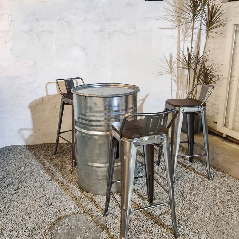 Industrial Iron Low Back Barstool 29.5" H Indoor Tall Stool with Square Seat Clearhalo 'Bar Furniture' 'Bar Stools' 'bar_stools' 'furn' 'furn_bar_stools' 'furniture_bar_stools' 'Kitchen & Dining Furniture' 'kitchen&dining_furn' 'kitchen' 'kitchen_furn' Furniture' 4416133