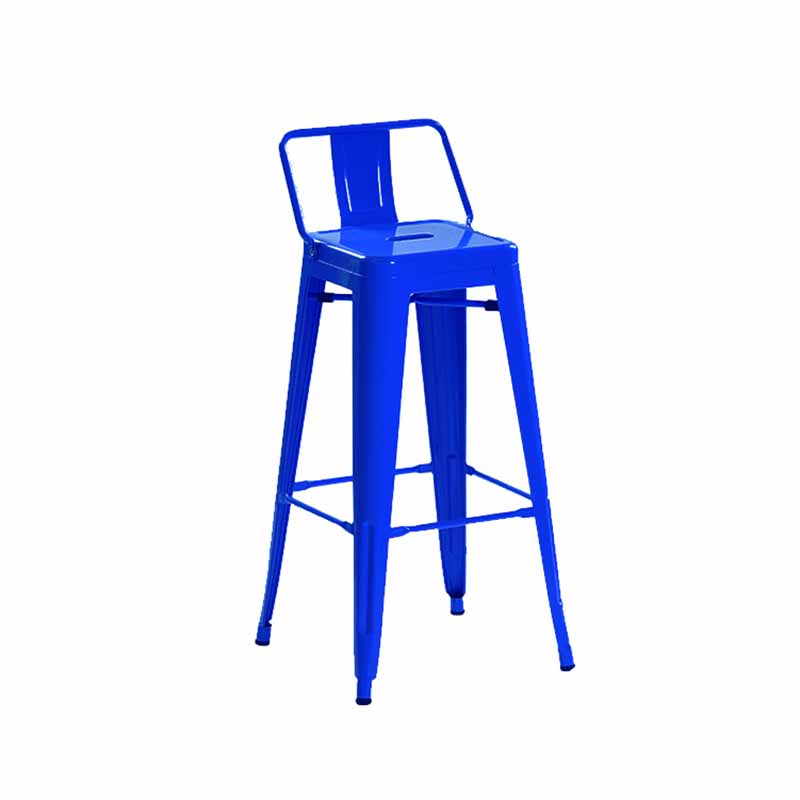 Industrial Iron Low Back Barstool 29.5" H Indoor Tall Stool with Square Seat Blue 1 Piece Clearhalo 'Bar Furniture' 'Bar Stools' 'bar_stools' 'furn' 'furn_bar_stools' 'furniture_bar_stools' 'Kitchen & Dining Furniture' 'kitchen&dining_furn' 'kitchen' 'kitchen_furn' Furniture' 4416136