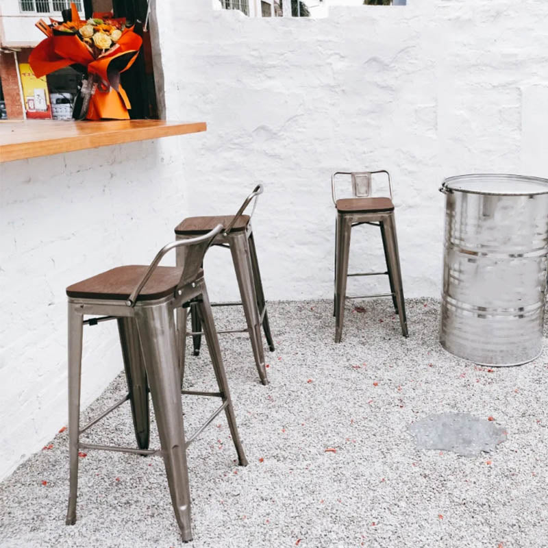 Industrial Iron Low Back Barstool 29.5" H Indoor Tall Stool with Square Seat Clearhalo 'Bar Furniture' 'Bar Stools' 'bar_stools' 'furn' 'furn_bar_stools' 'furniture_bar_stools' 'Kitchen & Dining Furniture' 'kitchen&dining_furn' 'kitchen' 'kitchen_furn' Furniture' 4416137