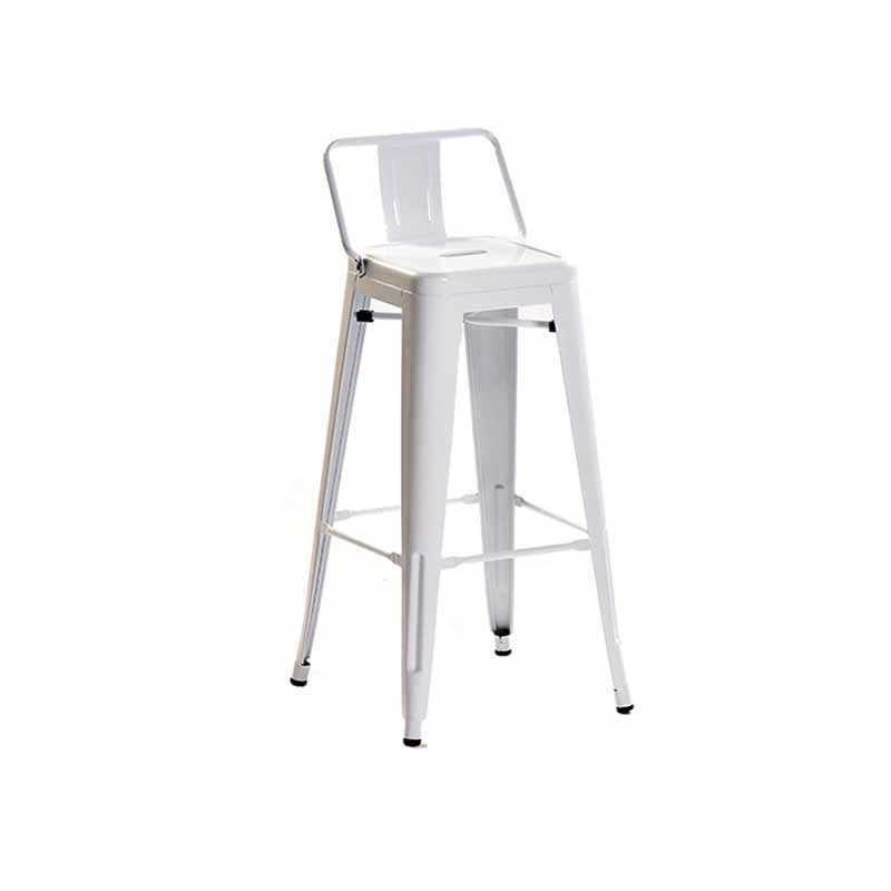 Industrial Iron Low Back Barstool 29.5" H Indoor Tall Stool with Square Seat White 1 Piece Clearhalo 'Bar Furniture' 'Bar Stools' 'bar_stools' 'furn' 'furn_bar_stools' 'furniture_bar_stools' 'Kitchen & Dining Furniture' 'kitchen&dining_furn' 'kitchen' 'kitchen_furn' Furniture' 4416138