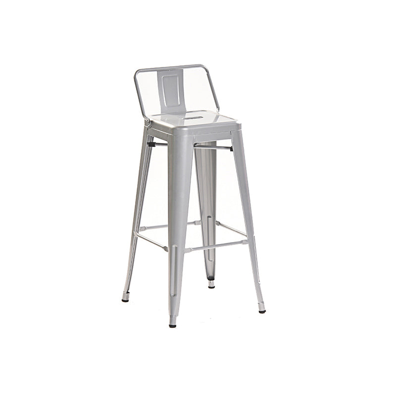 Industrial Iron Low Back Barstool 29.5" H Indoor Tall Stool with Square Seat Clearhalo 'Bar Furniture' 'Bar Stools' 'bar_stools' 'furn' 'furn_bar_stools' 'furniture_bar_stools' 'Kitchen & Dining Furniture' 'kitchen&dining_furn' 'kitchen' 'kitchen_furn' Furniture' 4416139