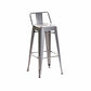 Industrial Iron Low Back Barstool 29.5" H Indoor Tall Stool with Square Seat Silver 1 Piece Clearhalo 'Bar Furniture' 'Bar Stools' 'bar_stools' 'furn' 'furn_bar_stools' 'furniture_bar_stools' 'Kitchen & Dining Furniture' 'kitchen&dining_furn' 'kitchen' 'kitchen_furn' Furniture' 4416142