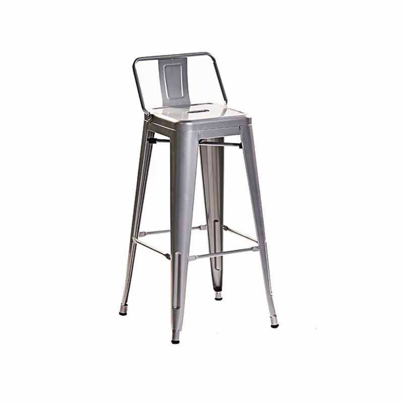 Industrial Iron Low Back Barstool 29.5" H Indoor Tall Stool with Square Seat Silver 1 Piece Clearhalo 'Bar Furniture' 'Bar Stools' 'bar_stools' 'furn' 'furn_bar_stools' 'furniture_bar_stools' 'Kitchen & Dining Furniture' 'kitchen&dining_furn' 'kitchen' 'kitchen_furn' Furniture' 4416142