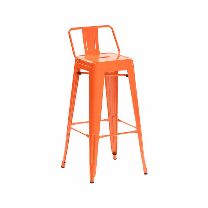 Industrial Iron Low Back Barstool 29.5" H Indoor Tall Stool with Square Seat Orange 1 Piece Clearhalo 'Bar Furniture' 'Bar Stools' 'bar_stools' 'furn' 'furn_bar_stools' 'furniture_bar_stools' 'Kitchen & Dining Furniture' 'kitchen&dining_furn' 'kitchen' 'kitchen_furn' Furniture' 4416145