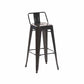 Industrial Iron Low Back Barstool 29.5" H Indoor Tall Stool with Square Seat Black 1 Piece Clearhalo 'Bar Furniture' 'Bar Stools' 'bar_stools' 'furn' 'furn_bar_stools' 'furniture_bar_stools' 'Kitchen & Dining Furniture' 'kitchen&dining_furn' 'kitchen' 'kitchen_furn' Furniture' 4416146