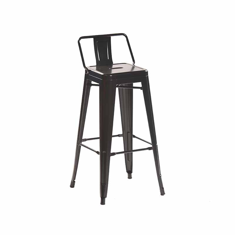 Industrial Iron Low Back Barstool 29.5" H Indoor Tall Stool with Square Seat Black 1 Piece Clearhalo 'Bar Furniture' 'Bar Stools' 'bar_stools' 'furn' 'furn_bar_stools' 'furniture_bar_stools' 'Kitchen & Dining Furniture' 'kitchen&dining_furn' 'kitchen' 'kitchen_furn' Furniture' 4416146