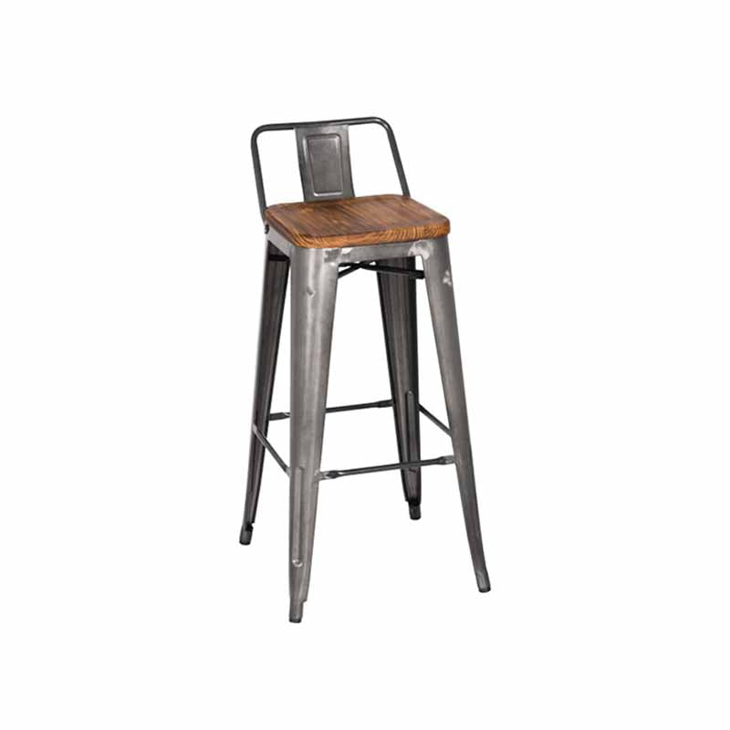 Industrial Iron Low Back Barstool 29.5" H Indoor Tall Stool with Square Seat Brown 1 Piece Clearhalo 'Bar Furniture' 'Bar Stools' 'bar_stools' 'furn' 'furn_bar_stools' 'furniture_bar_stools' 'Kitchen & Dining Furniture' 'kitchen&dining_furn' 'kitchen' 'kitchen_furn' Furniture' 4416148