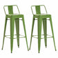 Industrial Iron Low Back Barstool 29.5" H Indoor Tall Stool with Square Seat Olive Green 2 Piece Set Clearhalo 'Bar Furniture' 'Bar Stools' 'bar_stools' 'furn' 'furn_bar_stools' 'furniture_bar_stools' 'Kitchen & Dining Furniture' 'kitchen&dining_furn' 'kitchen' 'kitchen_furn' Furniture' 4416149