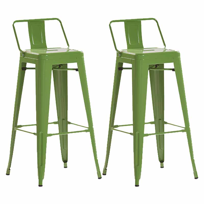 Industrial Iron Low Back Barstool 29.5" H Indoor Tall Stool with Square Seat Olive Green 2 Piece Set Clearhalo 'Bar Furniture' 'Bar Stools' 'bar_stools' 'furn' 'furn_bar_stools' 'furniture_bar_stools' 'Kitchen & Dining Furniture' 'kitchen&dining_furn' 'kitchen' 'kitchen_furn' Furniture' 4416149