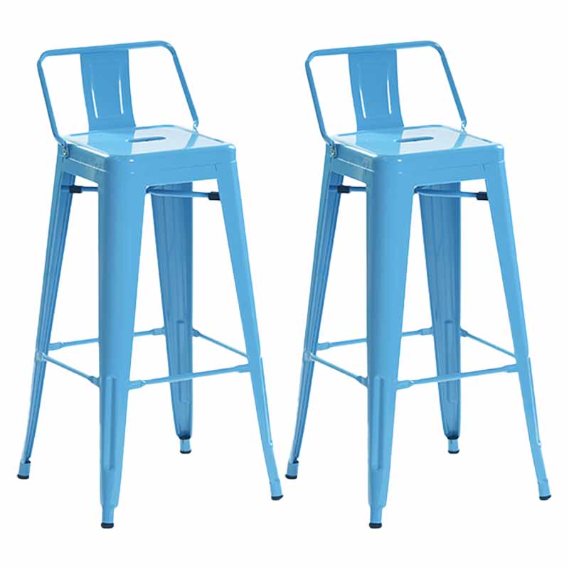 Industrial Iron Low Back Barstool 29.5" H Indoor Tall Stool with Square Seat Sky Blue 2 Piece Set Clearhalo 'Bar Furniture' 'Bar Stools' 'bar_stools' 'furn' 'furn_bar_stools' 'furniture_bar_stools' 'Kitchen & Dining Furniture' 'kitchen&dining_furn' 'kitchen' 'kitchen_furn' Furniture' 4416151