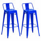 Industrial Iron Low Back Barstool 29.5" H Indoor Tall Stool with Square Seat Blue 2 Piece Set Clearhalo 'Bar Furniture' 'Bar Stools' 'bar_stools' 'furn' 'furn_bar_stools' 'furniture_bar_stools' 'Kitchen & Dining Furniture' 'kitchen&dining_furn' 'kitchen' 'kitchen_furn' Furniture' 4416152