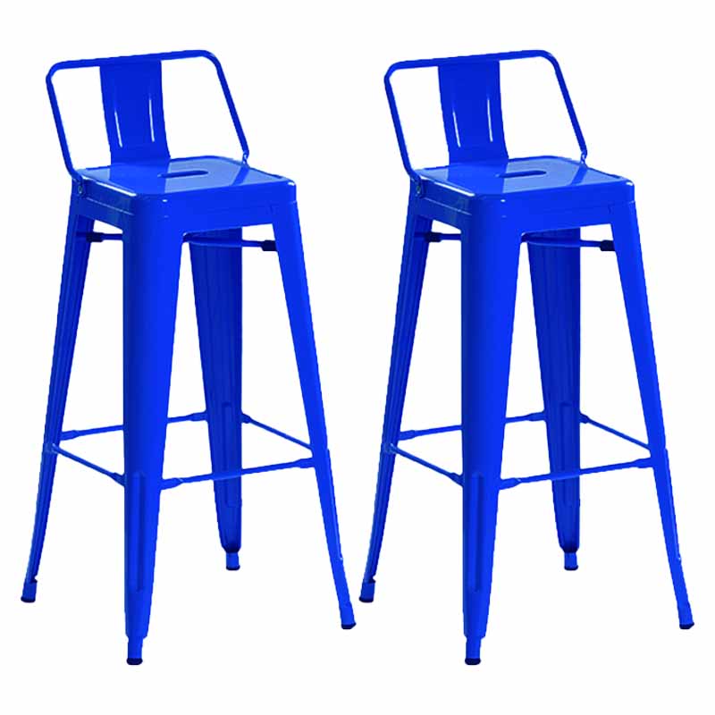 Industrial Iron Low Back Barstool 29.5" H Indoor Tall Stool with Square Seat Blue 2 Piece Set Clearhalo 'Bar Furniture' 'Bar Stools' 'bar_stools' 'furn' 'furn_bar_stools' 'furniture_bar_stools' 'Kitchen & Dining Furniture' 'kitchen&dining_furn' 'kitchen' 'kitchen_furn' Furniture' 4416152