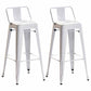 Industrial Iron Low Back Barstool 29.5" H Indoor Tall Stool with Square Seat White 2 Piece Set Clearhalo 'Bar Furniture' 'Bar Stools' 'bar_stools' 'furn' 'furn_bar_stools' 'furniture_bar_stools' 'Kitchen & Dining Furniture' 'kitchen&dining_furn' 'kitchen' 'kitchen_furn' Furniture' 4416153