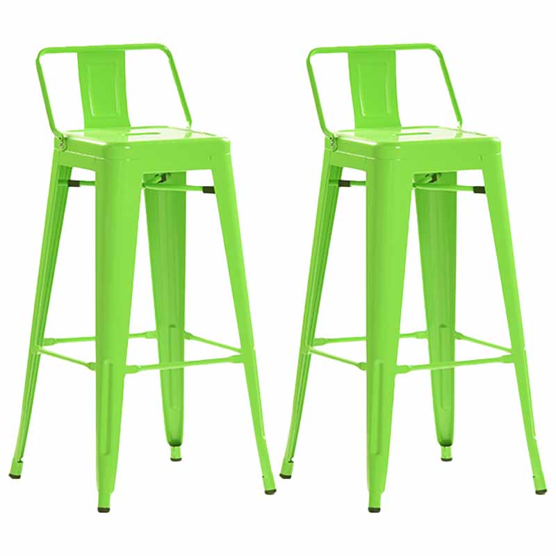 Industrial Iron Low Back Barstool 29.5" H Indoor Tall Stool with Square Seat Green 2 Piece Set Clearhalo 'Bar Furniture' 'Bar Stools' 'bar_stools' 'furn' 'furn_bar_stools' 'furniture_bar_stools' 'Kitchen & Dining Furniture' 'kitchen&dining_furn' 'kitchen' 'kitchen_furn' Furniture' 4416154