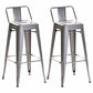 Industrial Iron Low Back Barstool 29.5" H Indoor Tall Stool with Square Seat Silver 2 Piece Set Clearhalo 'Bar Furniture' 'Bar Stools' 'bar_stools' 'furn' 'furn_bar_stools' 'furniture_bar_stools' 'Kitchen & Dining Furniture' 'kitchen&dining_furn' 'kitchen' 'kitchen_furn' Furniture' 4416155