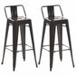 Industrial Iron Low Back Barstool 29.5" H Indoor Tall Stool with Square Seat Black 2 Piece Set Clearhalo 'Bar Furniture' 'Bar Stools' 'bar_stools' 'furn' 'furn_bar_stools' 'furniture_bar_stools' 'Kitchen & Dining Furniture' 'kitchen&dining_furn' 'kitchen' 'kitchen_furn' Furniture' 4416157