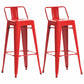 Industrial Iron Low Back Barstool 29.5" H Indoor Tall Stool with Square Seat Red 2 Piece Set Clearhalo 'Bar Furniture' 'Bar Stools' 'bar_stools' 'furn' 'furn_bar_stools' 'furniture_bar_stools' 'Kitchen & Dining Furniture' 'kitchen&dining_furn' 'kitchen' 'kitchen_furn' Furniture' 4416158