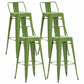 Industrial Iron Low Back Barstool 29.5" H Indoor Tall Stool with Square Seat Olive Green 4 Piece Set Clearhalo 'Bar Furniture' 'Bar Stools' 'bar_stools' 'furn' 'furn_bar_stools' 'furniture_bar_stools' 'Kitchen & Dining Furniture' 'kitchen&dining_furn' 'kitchen' 'kitchen_furn' Furniture' 4416160