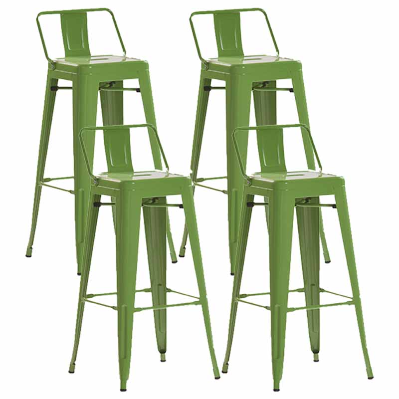 Industrial Iron Low Back Barstool 29.5" H Indoor Tall Stool with Square Seat Olive Green 4 Piece Set Clearhalo 'Bar Furniture' 'Bar Stools' 'bar_stools' 'furn' 'furn_bar_stools' 'furniture_bar_stools' 'Kitchen & Dining Furniture' 'kitchen&dining_furn' 'kitchen' 'kitchen_furn' Furniture' 4416160