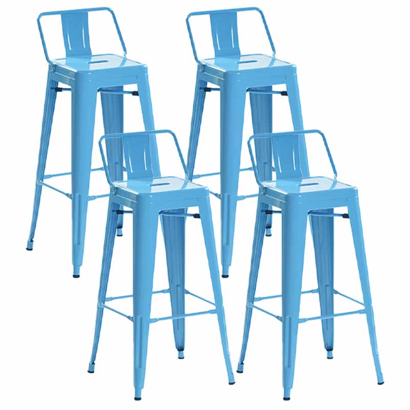 Industrial Iron Low Back Barstool 29.5" H Indoor Tall Stool with Square Seat Sky Blue 4 Piece Set Clearhalo 'Bar Furniture' 'Bar Stools' 'bar_stools' 'furn' 'furn_bar_stools' 'furniture_bar_stools' 'Kitchen & Dining Furniture' 'kitchen&dining_furn' 'kitchen' 'kitchen_furn' Furniture' 4416162