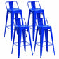 Industrial Iron Low Back Barstool 29.5" H Indoor Tall Stool with Square Seat Blue 4 Piece Set Clearhalo 'Bar Furniture' 'Bar Stools' 'bar_stools' 'furn' 'furn_bar_stools' 'furniture_bar_stools' 'Kitchen & Dining Furniture' 'kitchen&dining_furn' 'kitchen' 'kitchen_furn' Furniture' 4416163