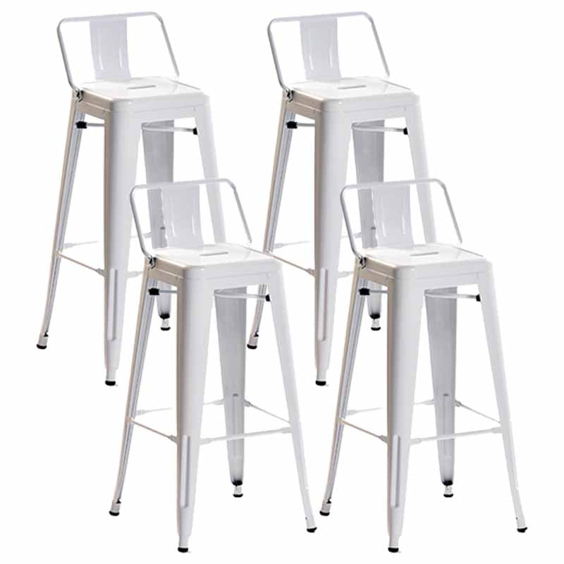 Industrial Iron Low Back Barstool 29.5" H Indoor Tall Stool with Square Seat White 4 Piece Set Clearhalo 'Bar Furniture' 'Bar Stools' 'bar_stools' 'furn' 'furn_bar_stools' 'furniture_bar_stools' 'Kitchen & Dining Furniture' 'kitchen&dining_furn' 'kitchen' 'kitchen_furn' Furniture' 4416164