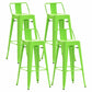 Industrial Iron Low Back Barstool 29.5" H Indoor Tall Stool with Square Seat Green 4 Piece Set Clearhalo 'Bar Furniture' 'Bar Stools' 'bar_stools' 'furn' 'furn_bar_stools' 'furniture_bar_stools' 'Kitchen & Dining Furniture' 'kitchen&dining_furn' 'kitchen' 'kitchen_furn' Furniture' 4416165