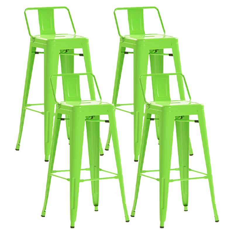 Industrial Iron Low Back Barstool 29.5" H Indoor Tall Stool with Square Seat Green 4 Piece Set Clearhalo 'Bar Furniture' 'Bar Stools' 'bar_stools' 'furn' 'furn_bar_stools' 'furniture_bar_stools' 'Kitchen & Dining Furniture' 'kitchen&dining_furn' 'kitchen' 'kitchen_furn' Furniture' 4416165