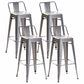 Industrial Iron Low Back Barstool 29.5" H Indoor Tall Stool with Square Seat Silver 4 Piece Set Clearhalo 'Bar Furniture' 'Bar Stools' 'bar_stools' 'furn' 'furn_bar_stools' 'furniture_bar_stools' 'Kitchen & Dining Furniture' 'kitchen&dining_furn' 'kitchen' 'kitchen_furn' Furniture' 4416166