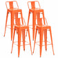 Industrial Iron Low Back Barstool 29.5" H Indoor Tall Stool with Square Seat Orange 4 Piece Set Clearhalo 'Bar Furniture' 'Bar Stools' 'bar_stools' 'furn' 'furn_bar_stools' 'furniture_bar_stools' 'Kitchen & Dining Furniture' 'kitchen&dining_furn' 'kitchen' 'kitchen_furn' Furniture' 4416167