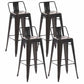 Industrial Iron Low Back Barstool 29.5" H Indoor Tall Stool with Square Seat Black 4 Piece Set Clearhalo 'Bar Furniture' 'Bar Stools' 'bar_stools' 'furn' 'furn_bar_stools' 'furniture_bar_stools' 'Kitchen & Dining Furniture' 'kitchen&dining_furn' 'kitchen' 'kitchen_furn' Furniture' 4416168
