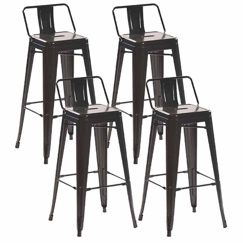 Industrial Iron Low Back Barstool 29.5" H Indoor Tall Stool with Square Seat Black 4 Piece Set Clearhalo 'Bar Furniture' 'Bar Stools' 'bar_stools' 'furn' 'furn_bar_stools' 'furniture_bar_stools' 'Kitchen & Dining Furniture' 'kitchen&dining_furn' 'kitchen' 'kitchen_furn' Furniture' 4416168
