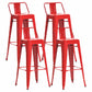 Industrial Iron Low Back Barstool 29.5" H Indoor Tall Stool with Square Seat Red 4 Piece Set Clearhalo 'Bar Furniture' 'Bar Stools' 'bar_stools' 'furn' 'furn_bar_stools' 'furniture_bar_stools' 'Kitchen & Dining Furniture' 'kitchen&dining_furn' 'kitchen' 'kitchen_furn' Furniture' 4416169