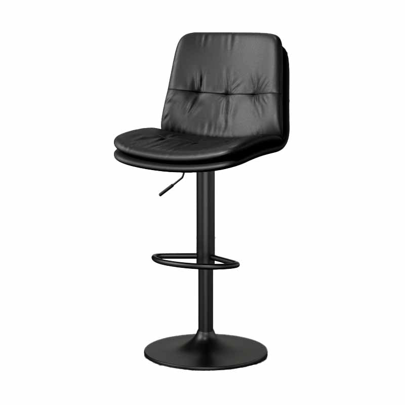 39.5" H Leather Swivel Barstool Nordic Adjustable Tall Stool for Indoor Black 1 Piece Clearhalo 'Bar Furniture' 'Bar Stools' 'bar_stools' 'furn' 'furn_bar_stools' 'furniture_bar_stools' 'Kitchen & Dining Furniture' 'kitchen&dining_furn' 'kitchen' 'kitchen_furn' Furniture' 4416173
