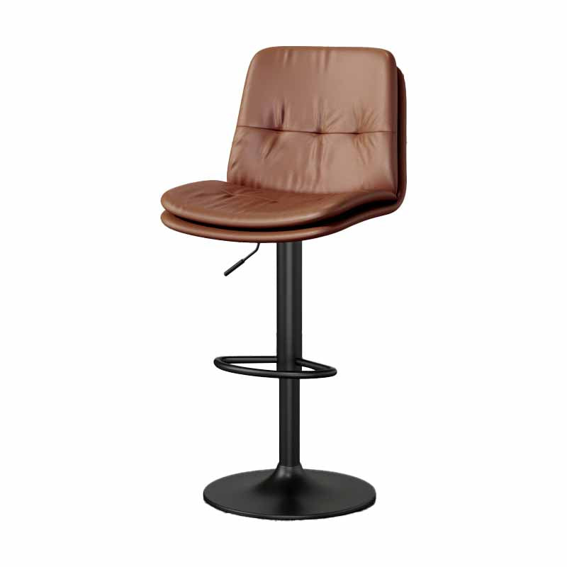 39.5" H Leather Swivel Barstool Nordic Adjustable Tall Stool for Indoor Brown 1 Piece Clearhalo 'Bar Furniture' 'Bar Stools' 'bar_stools' 'furn' 'furn_bar_stools' 'furniture_bar_stools' 'Kitchen & Dining Furniture' 'kitchen&dining_furn' 'kitchen' 'kitchen_furn' Furniture' 4416175