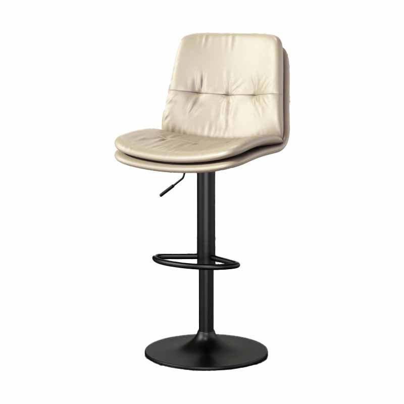 39.5" H Leather Swivel Barstool Nordic Adjustable Tall Stool for Indoor Light Khaki 1 Piece Clearhalo 'Bar Furniture' 'Bar Stools' 'bar_stools' 'furn' 'furn_bar_stools' 'furniture_bar_stools' 'Kitchen & Dining Furniture' 'kitchen&dining_furn' 'kitchen' 'kitchen_furn' Furniture' 4416176