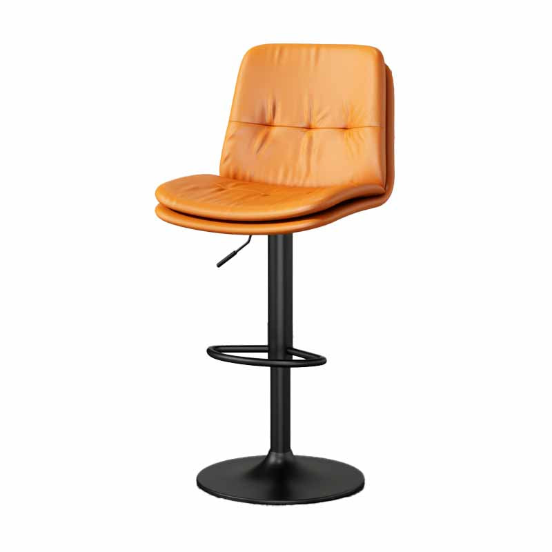 39.5" H Leather Swivel Barstool Nordic Adjustable Tall Stool for Indoor Orange 1 Piece Clearhalo 'Bar Furniture' 'Bar Stools' 'bar_stools' 'furn' 'furn_bar_stools' 'furniture_bar_stools' 'Kitchen & Dining Furniture' 'kitchen&dining_furn' 'kitchen' 'kitchen_furn' Furniture' 4416180