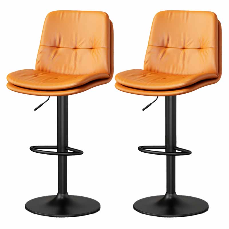 39.5" H Leather Swivel Barstool Nordic Adjustable Tall Stool for Indoor Orange 2 Piece Set Clearhalo 'Bar Furniture' 'Bar Stools' 'bar_stools' 'furn' 'furn_bar_stools' 'furniture_bar_stools' 'Kitchen & Dining Furniture' 'kitchen&dining_furn' 'kitchen' 'kitchen_furn' Furniture' 4416191