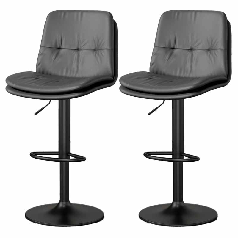 39.5" H Leather Swivel Barstool Nordic Adjustable Tall Stool for Indoor Dark Gray 2 Piece Set Clearhalo 'Bar Furniture' 'Bar Stools' 'bar_stools' 'furn' 'furn_bar_stools' 'furniture_bar_stools' 'Kitchen & Dining Furniture' 'kitchen&dining_furn' 'kitchen' 'kitchen_furn' Furniture' 4416192